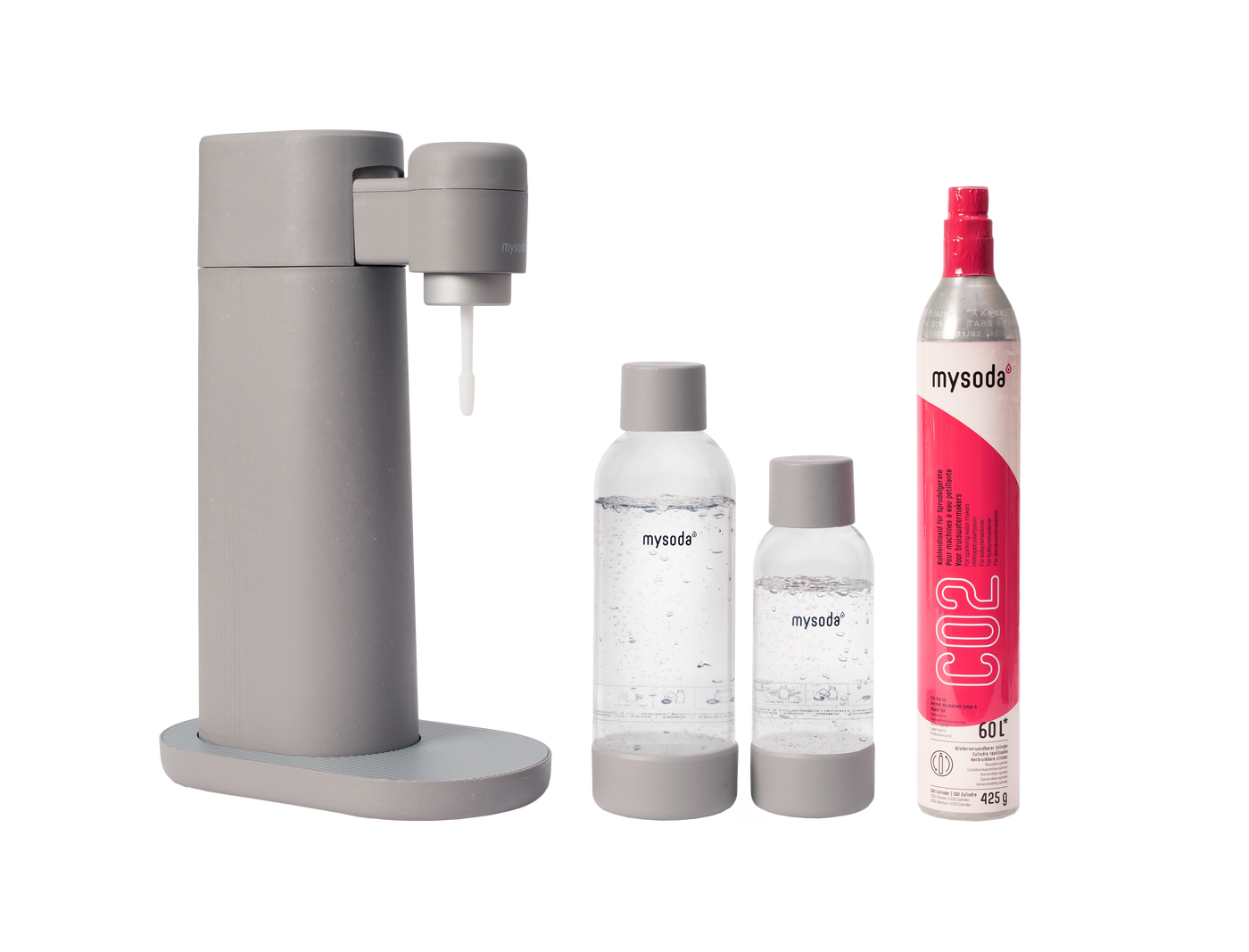 A dove Toby sparkling water maker with bottle and co2 cylinder