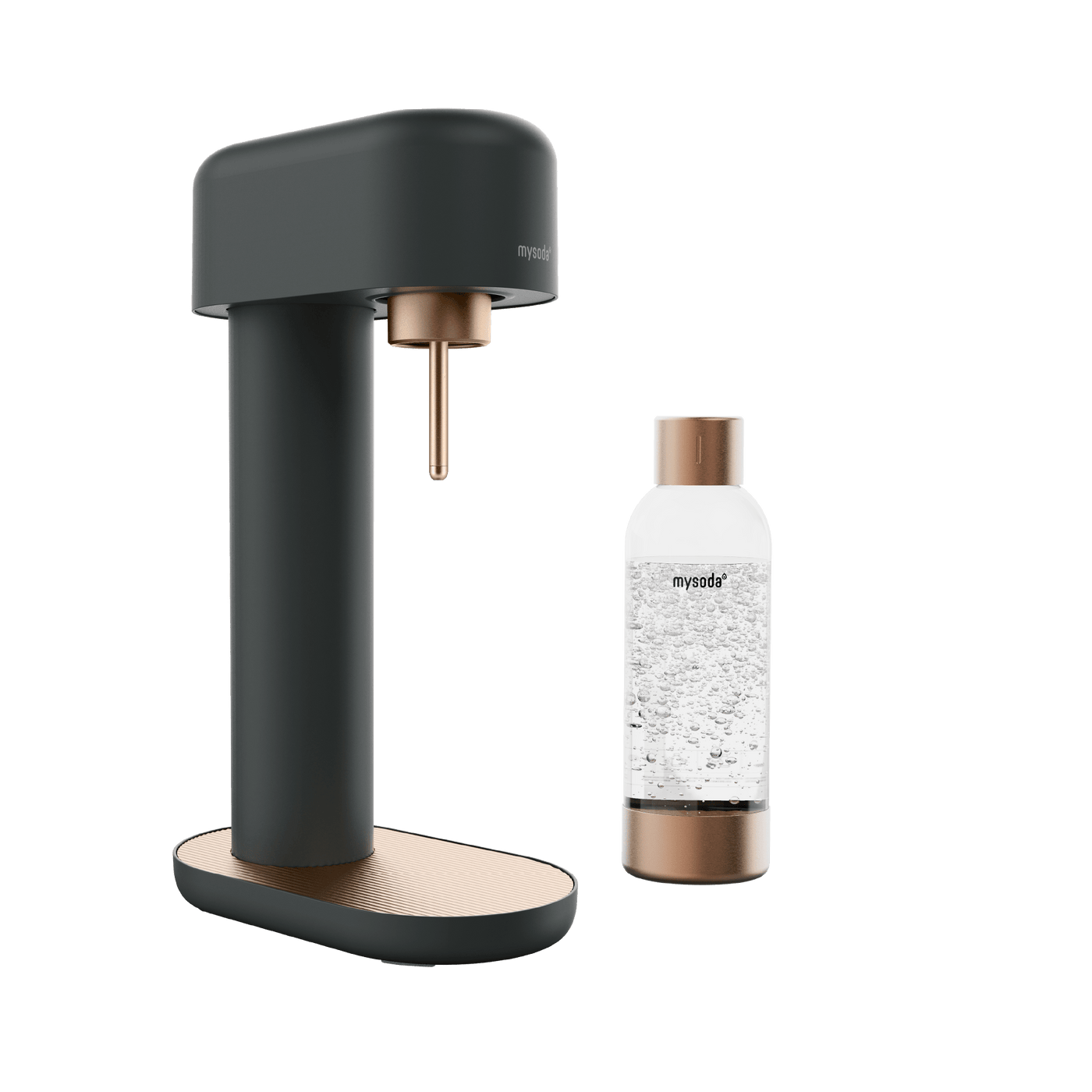 A black and copper Ruby 2 sparkling water maker with bottle#väri_black-copper