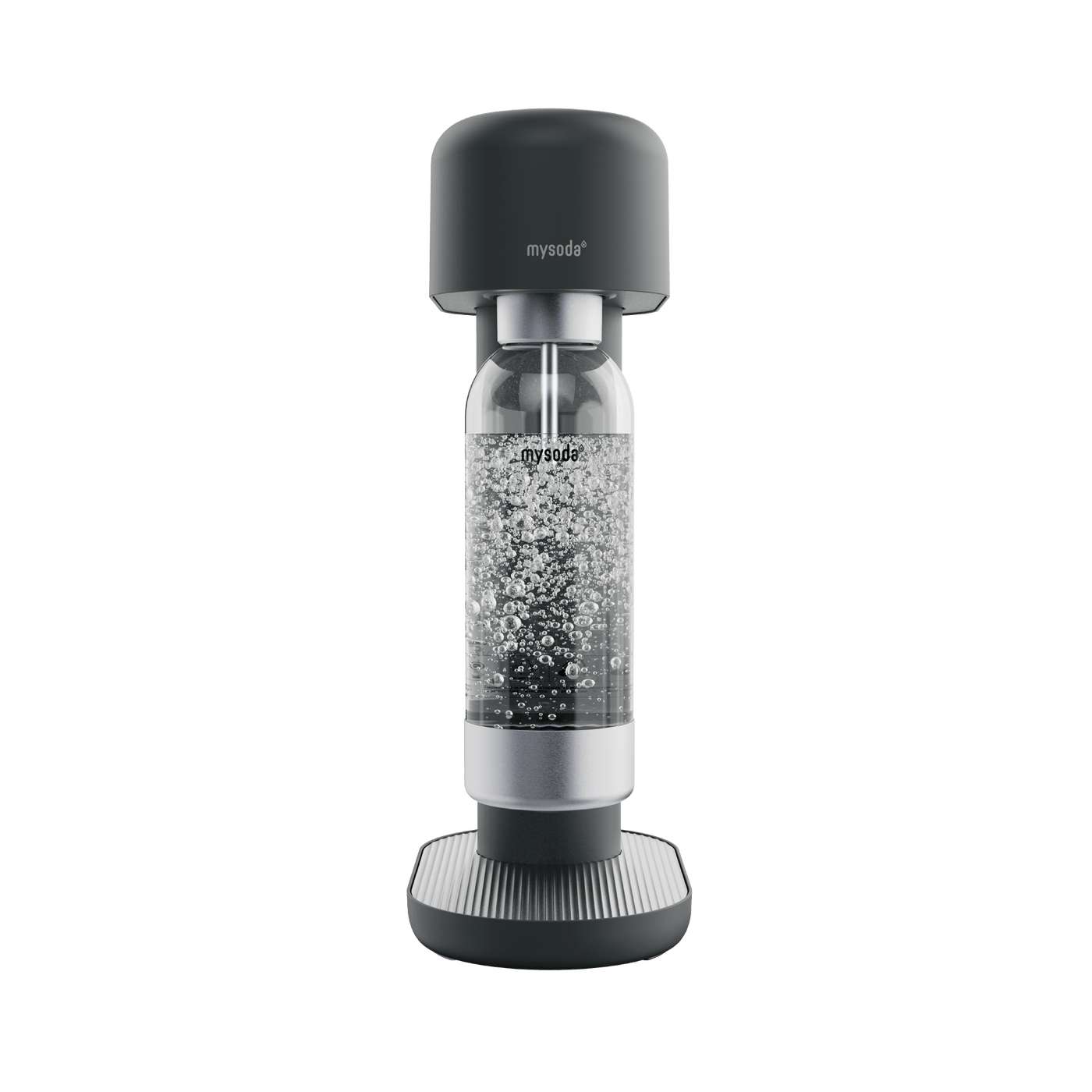 A black and silver Ruby 2 sparkling water maker viewed from the front#väri_black-silver