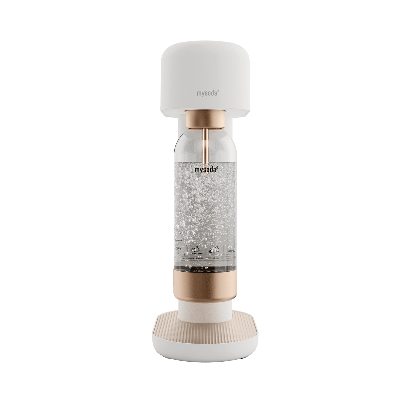 A white and copper Ruby 2 sparkling water maker viewed from the front#väri_white-copper