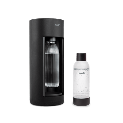 Black Glassy sparkling water maker and PET bottle