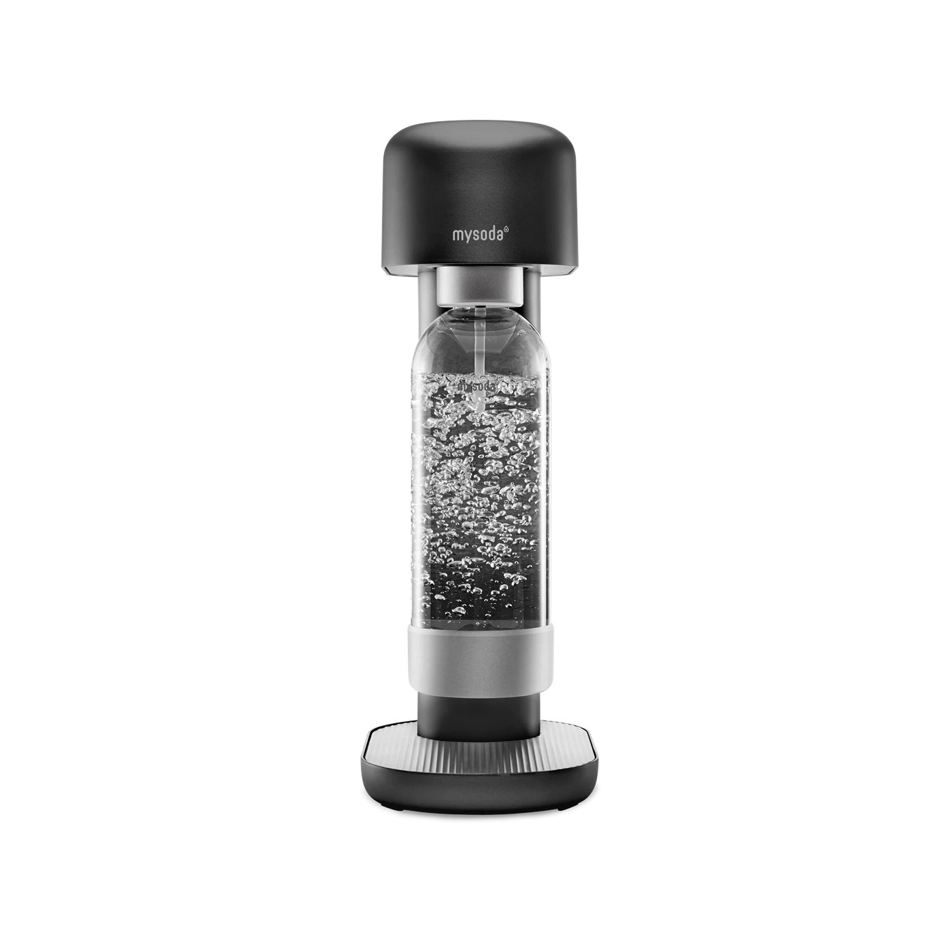 Black Mysoda Ruby sparkling water maker viewed from the front