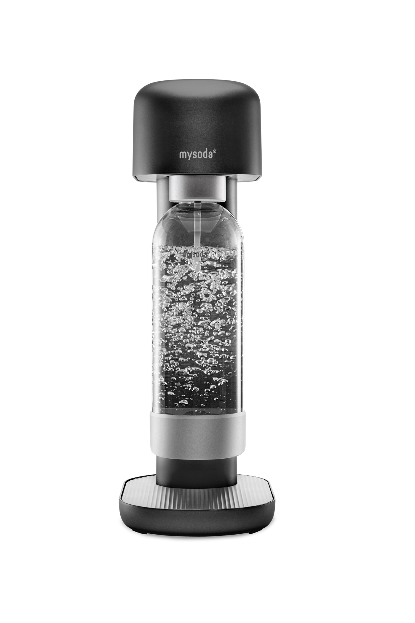 Black Mysoda Ruby sparkling water maker viewed from the front