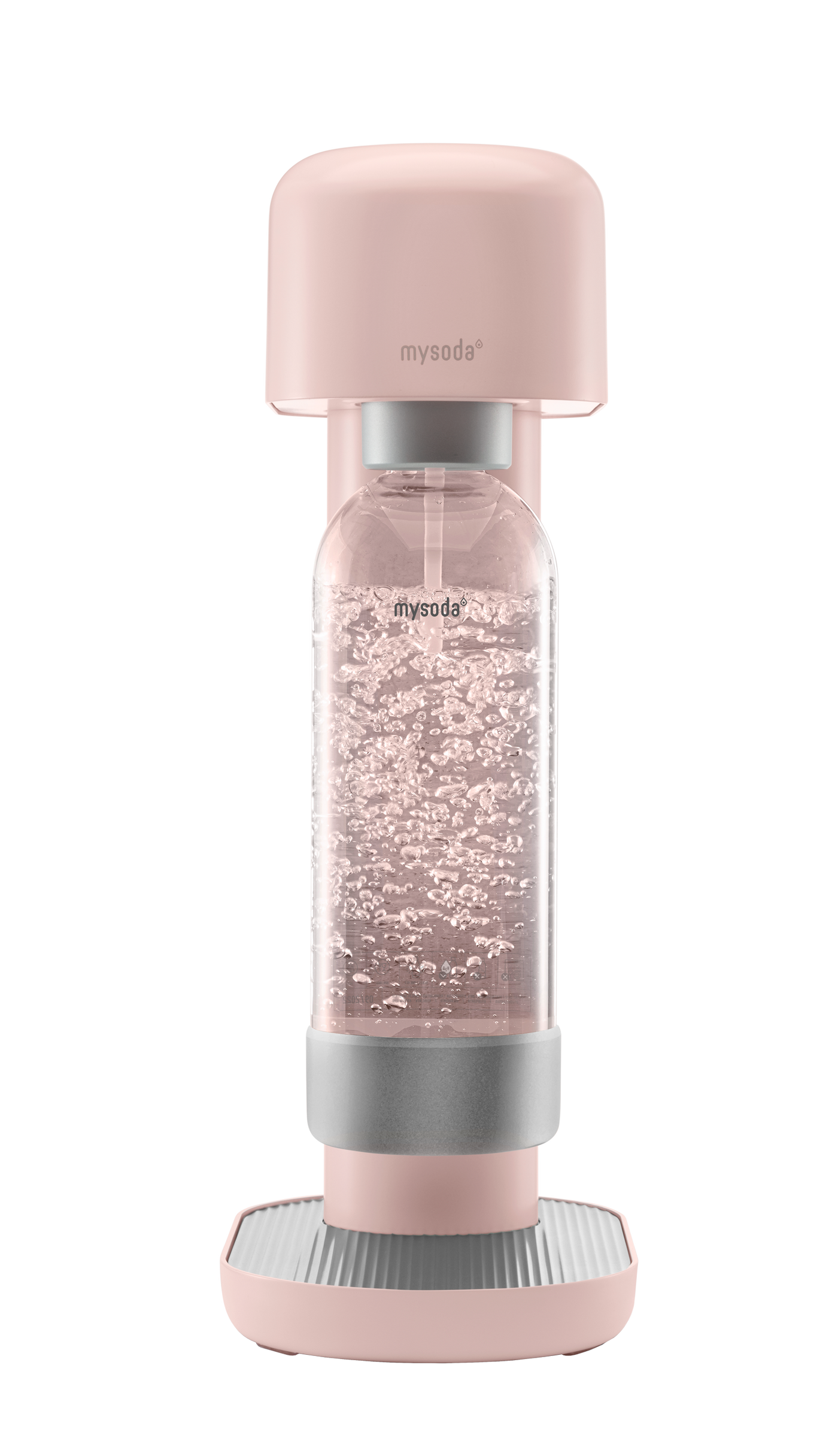 Light pink Mysoda Ruby sparkling water maker viewed from the front