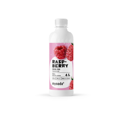 A bottle of Mysoda drink mix raspberry